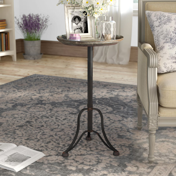 August Grove® Aristotle 27'' Tall Iron Tray Top Pedestal End Table